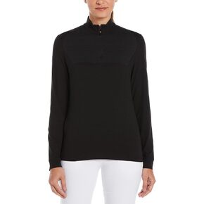 Perry Ellis Women's 1/4 Zip Long Sleeve Heather Golf Pullover, Sun Protection, Water-Repellent, Enhanced Stretch, Breathable