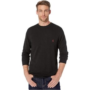 POLO RALPH LAUREN Waffle Long Sleeve Crew Polo Black/Rl2000 Red Pony Print XL