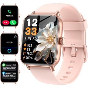 Smart Watch for Men Women (Answer/Make Calls), 1.8" Fitness Tracker Alexa Built-in with 110+ Sport Modes, Heart Rate/Sleep/SpO2 Monitor IP68 Waterproof Compatible with iPhone Android Pink