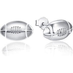 Football Earrings Tiny Football Studs 925 Sterling Silver Sports Earrings for Women Teen Hypoallergenic Football Stud Earrings Dainty Small Sports Jewelry for Player Fan