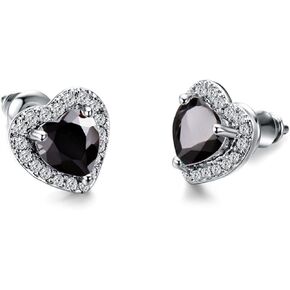 Platinum Plated Heart Shaped Cubic Zircon Solitaire Style Wedding Statement Party Stud Earrings