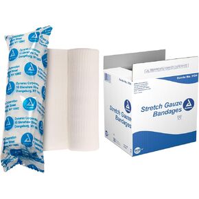 ضمادة شاش ملفوفة قابلة للتمدد من Dynarex - لفافة شاش بوليستر ملفوفة بشكل فردي ومتوافقة مع الامتصاص لتضميد الجروح - 4 بوصات × 4.1 ياردة، علبة كبيرة مكونة من 500 قطعة in Kuwait