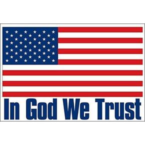 in God We Trust USA Flag Sticker (US Patriotic United States Faith in Lord Vinyl Decal for Truck, Car and Motorcycle (3 x 5 inch)