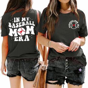 FoRes in My Baseball Mom Era Shirt Softabll Football Mom Era T-Shirt for Women Casual Game Day Tee Tops