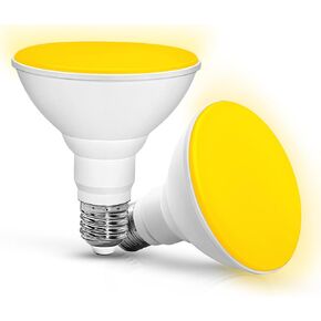 PAR30 Yellow LED Bug Light Bulb Outdoor, 100W Equivalent, 12W LED Flood Light Bulb, E26 Base Yellow LED Security Lights for Porch Lights, Hallway Lighting, Decorative, Non-Dimmable, 2 Pack