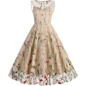 Wellwits Women's Floral Mesh Forest Theme Party Formal Dress