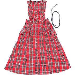 Allegra K Plaid Overall Dress for Women's Vintage Sleeveless A-Line Pinafore Dress