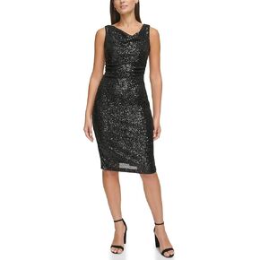 فستان نسائي من Kensie ذو رقبة متدلية مزين بالترتر in Kuwait