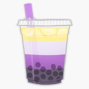 Pride Boba Tea - Nonbinary Vinyl Sticker Waterproof Bumper Sticker Laptop Window Decal 5', (LEU3-SM-STICKERS-6250)
