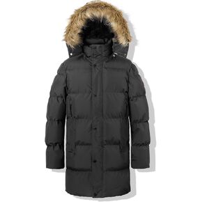 Victory OUTFITTERS Mens Mid-Length Winter Warm Hooded Parka Jacket With Removable Faux Fur Trim Mens Coat