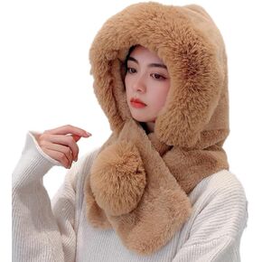 Women One Piece Slouchy Fleece Hooded Scarf Hat Balaclava Warm Winter Windproof Ski Skull Beanie Earflap Ski Hoodie