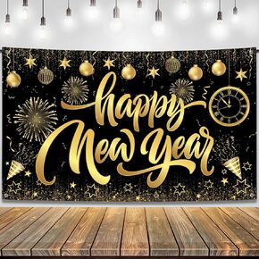 كاتش أون، لافتة XtraLarge Happy New Year - 72x44 بوصة | زينة رأس السنة 2025 | خلفية سنة جديدة سعيدة 2025، زينة ليلة رأس السنة الجديدة | خلفية رأس السنة الجديدة لمستلزمات حفلات رأس السنة الجديدة 2025