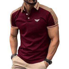 SOLY HUX Men's Color Block Shirts Short Sleeve Collar Casual Work Shirt