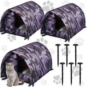 3 Pcs Cat Houses for Outdoor Cats Large 21.3 x 16.5 x 14.2 Inches Winter Weatherproof Insulated Stray Feral Cat Dog House Outdoor Pet Shelter Warm Waterproof Pet Cave Wild Animal Tent