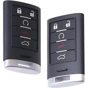2Pcs M3N5WY7777A Car Key Fob Keyless Control Entry Remote 25943677 5 Button Vehicles Replacement Compatible with Cadillac CTS 2008-2015 25943676 STS 2008-2011