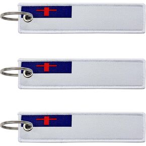 3 Pcs Christian Flag Keychain,Woven label Key Chains for Car Keys,Fabric Key Chains Men and Women,Used for Various Decorations.