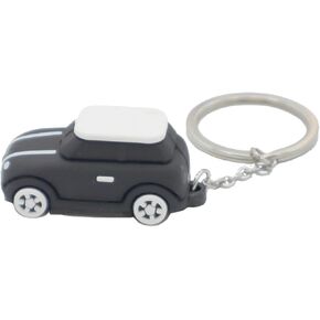 Keyring with MINI Silicone Model (Black), Stylish Cute Adorable, Silver Chain, Small