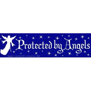Artisan Owl Protected by Angels 1 Piece Car Decal Size: 11.5" x 3" Car Accessories, Angel Stickers, Cute Sticker, Bumper Sticker, Car Stickers, and Car Decor