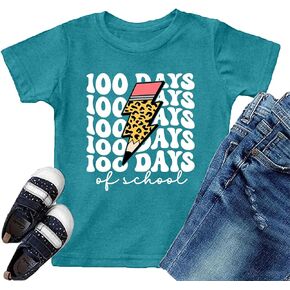 VVNTY Kids 100 Days of School Shirt Toddler Boys Girls 100th Day of School T-Shirt Kindergarten Tee Student T Shirts