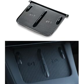 Center Console Phone Wireless Charger Anti-Slip Mat Interior Accessories Compatible with Tesla Model 3/Y 2021 2022 2023 & Model Y 2024, Silicone Black