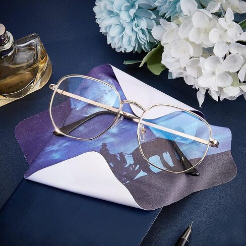CREATCABIN 20 Pieces Vintage Glasses Microfiber Cleaning Cloth Star Carriage Wolf Girl Design Multicolor Eyeglasses Sunglasses Cleaner Cloth Soft Reusable for Women Girls Wipes Phone Lens Watch in Saudi Arabia