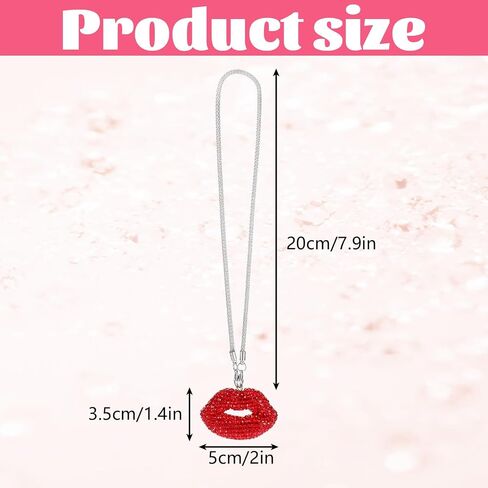 Bling Lip Diamond Car Accessories for Women, Crystal Red Lip Car Rear View Mirror Charm Gift Rhinestone Car Interior Pendant Good Luck Amulet Hanging Gift Glitter Car Ornament Decor(Red) in Saudi Arabia