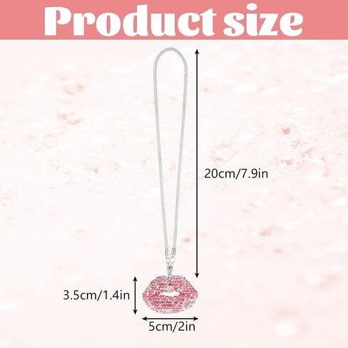Bling Lip Diamond Car Accessories for Women, Crystal Red Lip Car Rear View Mirror Charm Gift Rhinestone Car Interior Pendant Good Luck Amulet Hanging Gift Glitter Car Ornament Decor(Red) in Saudi Arabia