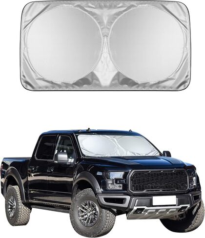 Windshield Sun Shade, Foldable Car Sun Shade Windshield with Storage Pouch, Front Window Sun Protector Block UV Rays, Protect Vehicle Interiors, (X-Large 65.7x36.4 in), Silver in Saudi Arabia
