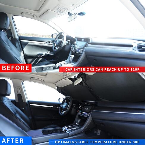 Windshield Sun Shade, Foldable Car Sun Shade Windshield with Storage Pouch, Front Window Sun Protector Block UV Rays, Protect Vehicle Interiors, (X-Large 65.7x36.4 in), Silver in Saudi Arabia