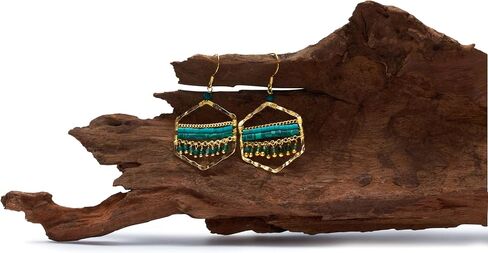 أقراط Joob Joob Boho للنساء - أقراط عصرية مضادة للحساسية - أقراط ملونة مطرزة بالخرز - مجوهرات هيبي الممتعة in Kuwait