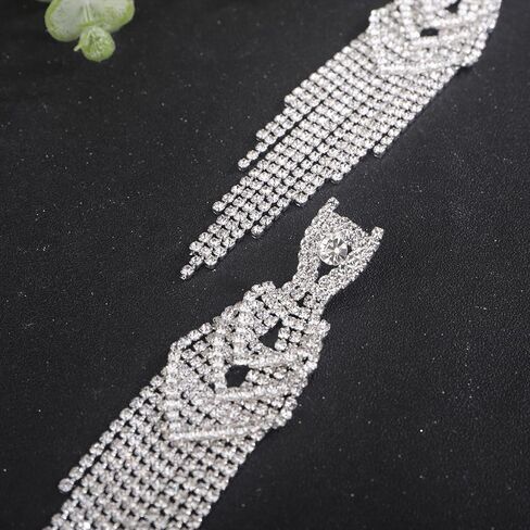 Jumwrit Rhinestone Long Dangle Drop Earrings Sparkle Layered Crystal Stud Earrings Boho Fringe Tassel Chain Chandelier Earrings for Girls Fashion Wedding Bridal Jewelry Birthday Gift for Women in Kuwait