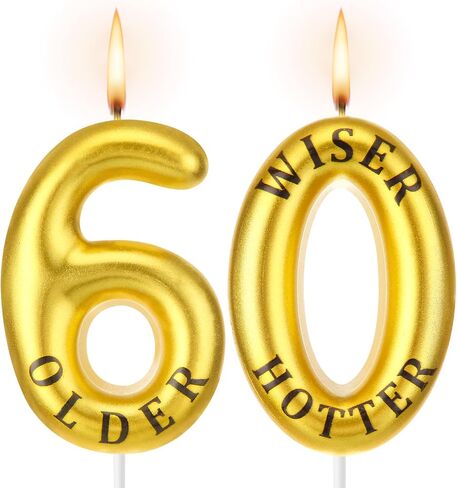 شموع عيد ميلاد مضحكة 30 و40 و50 و60 و70، شموع أرقام الكيك، شموع عيد ميلاد أكثر حكمة وأكثر سخونة، شموع كعكة ذهبية وسوداء، زينة عيد الميلاد، لوازم الاحتفال بعيد الميلاد (60) in Kuwait