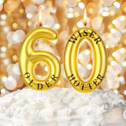 شموع عيد ميلاد مضحكة 30 و40 و50 و60 و70، شموع أرقام الكيك، شموع عيد ميلاد أكثر حكمة وأكثر سخونة، شموع كعكة ذهبية وسوداء، زينة عيد الميلاد، لوازم الاحتفال بعيد الميلاد (60) in Kuwait
