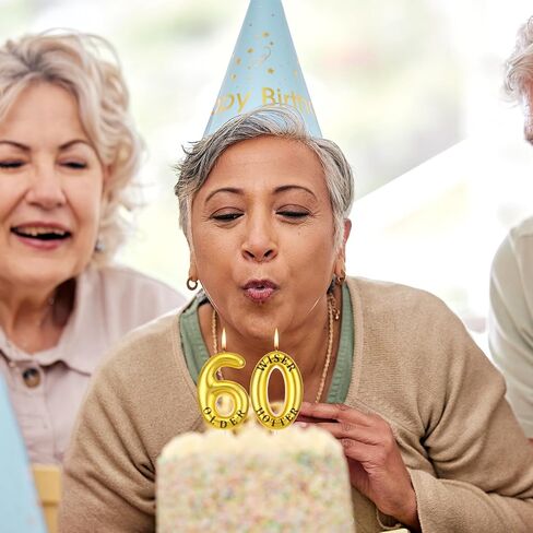 شموع عيد ميلاد مضحكة 30 و40 و50 و60 و70، شموع أرقام الكيك، شموع عيد ميلاد أكثر حكمة وأكثر سخونة، شموع كعكة ذهبية وسوداء، زينة عيد الميلاد، لوازم الاحتفال بعيد الميلاد (60) in Kuwait