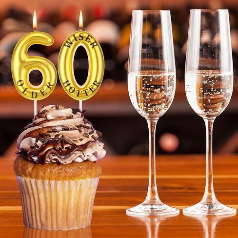 شموع عيد ميلاد مضحكة 30 و40 و50 و60 و70، شموع أرقام الكيك، شموع عيد ميلاد أكثر حكمة وأكثر سخونة، شموع كعكة ذهبية وسوداء، زينة عيد الميلاد، لوازم الاحتفال بعيد الميلاد (60) in Kuwait