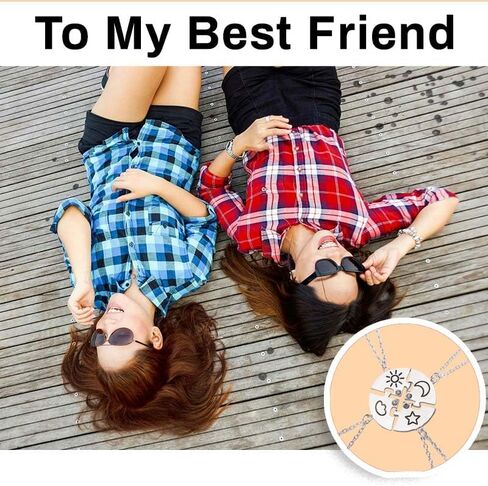 Gold and Silver Matching Necklaces for Women Best Friend Birthday Gifts for Sister Long Distance Friendship Gifts Necklaces in Kuwait