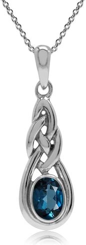 Silvershake 6x4mm Oval Shape 925 Sterling Silver Celtic Knot Pendant with 18 Inch Chain Necklace in Kuwait
