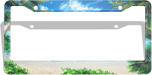 Palm Leaf License Plate Frames Tropical Floral Exotic Plants Banana Leaf Botanical License Plate Cover for Men Women Car Accessories in Saudi Arabia
