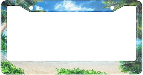 Palm Leaf License Plate Frames Tropical Floral Exotic Plants Banana Leaf Botanical License Plate Cover for Men Women Car Accessories in Saudi Arabia