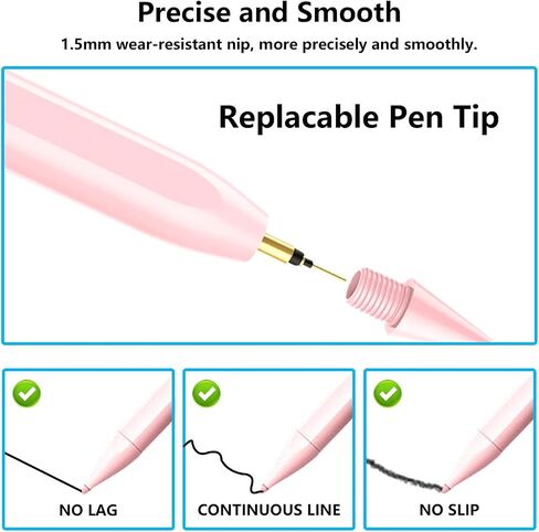 iPencil للجيل الأول، قلم iPad بشاشة LED للطاقة مع خاصية رفض راحة اليد وحساسية الإمالة، قلم iPad Stylus 6/7/8/9/10، iPad Air 3/4/5/M2، iPad Mini 5/6، iPad Pro 11 بوصة/ 12.9 بوصة/13 بوصة M4 2018-2024-روز جولد in Saudi Arabia