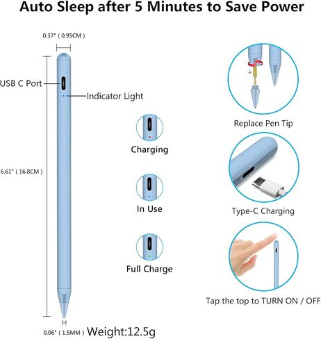iPencil للجيل الأول، قلم iPad بشاشة LED للطاقة مع خاصية رفض راحة اليد وحساسية الإمالة، قلم iPad Stylus 6/7/8/9/10، iPad Air 3/4/5/M2، iPad Mini 5/6، iPad Pro 11 بوصة/ 12.9 بوصة/13 بوصة M4 2018-2024-روز جولد in Saudi Arabia