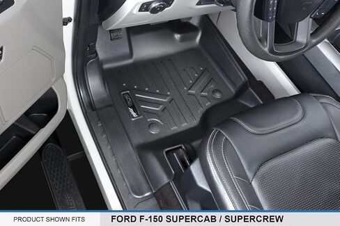 SMARTLINER Custom Fit Floor Mats 2 Row Liner Set Black Compatible with 2015-2022 Compatible with Ford F-150 SuperCab with 1st Row Bucket Seats in Saudi Arabia