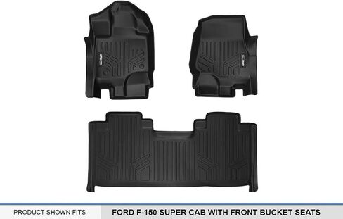 SMARTLINER Custom Fit Floor Mats 2 Row Liner Set Black Compatible with 2015-2022 Compatible with Ford F-150 SuperCab with 1st Row Bucket Seats in Saudi Arabia