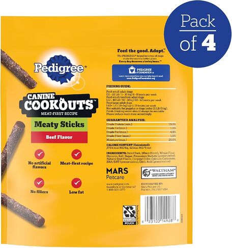 Pedigree Canine Cookout Soft Dog Treats, Chicken Flavored Meaty Sticks, 5.36 oz. Bag, Pack of 7 in Saudi Arabia