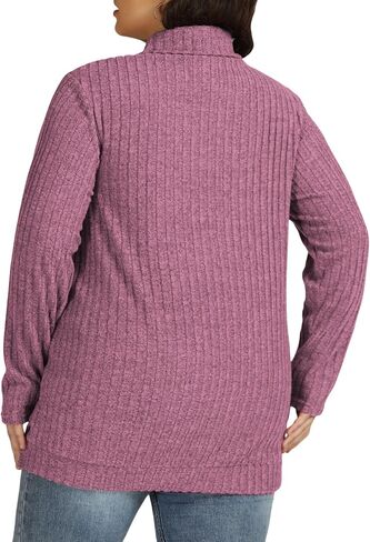 VISLILY Womens-Plus-Size-Tops Trendy Turtleneck Lightweight Sweaters Casual Long Sleeve Shirts Dressy Side Split Tunics 1X-5X in Kuwait