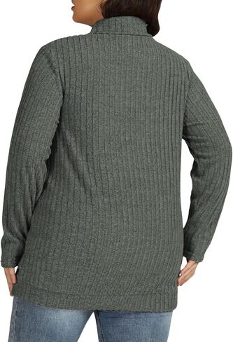 VISLILY Womens-Plus-Size-Tops Trendy Turtleneck Lightweight Sweaters Casual Long Sleeve Shirts Dressy Side Split Tunics 1X-5X in Kuwait