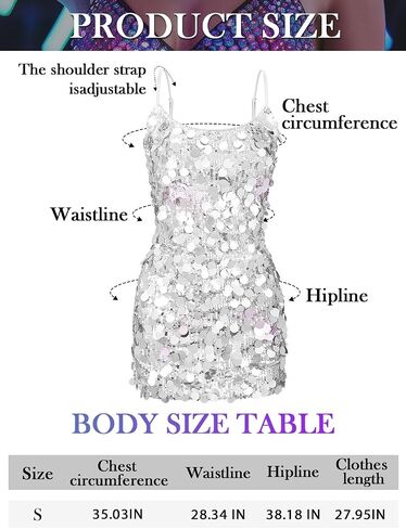 Aukmla Women Sparkly Sequin Mini Dress Spaghetti Straps Dot Disco Dresses Bodycon Nightclub Party Dress in Kuwait