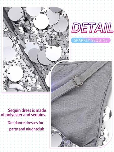 Aukmla Women Sparkly Sequin Mini Dress Spaghetti Straps Dot Disco Dresses Bodycon Nightclub Party Dress in Kuwait