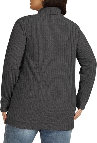 VISLILY Womens-Plus-Size-Tops Trendy Turtleneck Lightweight Sweaters Casual Long Sleeve Shirts Dressy Side Split Tunics 1X-5X in Kuwait