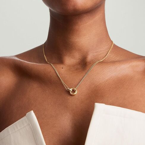 Gold Circle Pendant Necklace for Women, Interlocking Circle Necklace, Dainty Gold Necklace for Women, Gold Charm Necklace for Women, Double Circle Necklace in Saudi Arabia